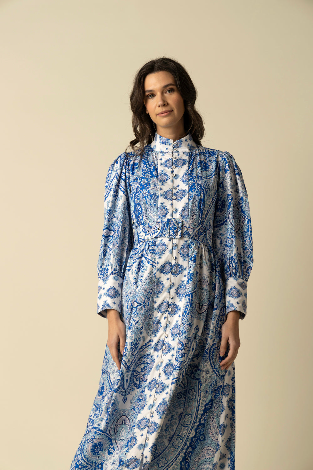 Maya Blue Cotton Dress - Auraya Fashion 