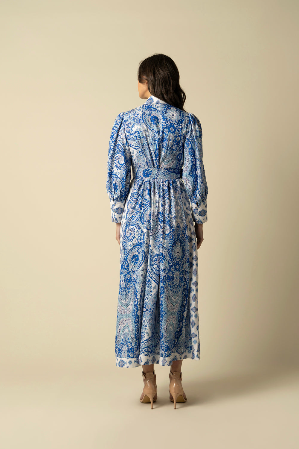 Maya Blue Cotton Dress - Auraya Fashion 