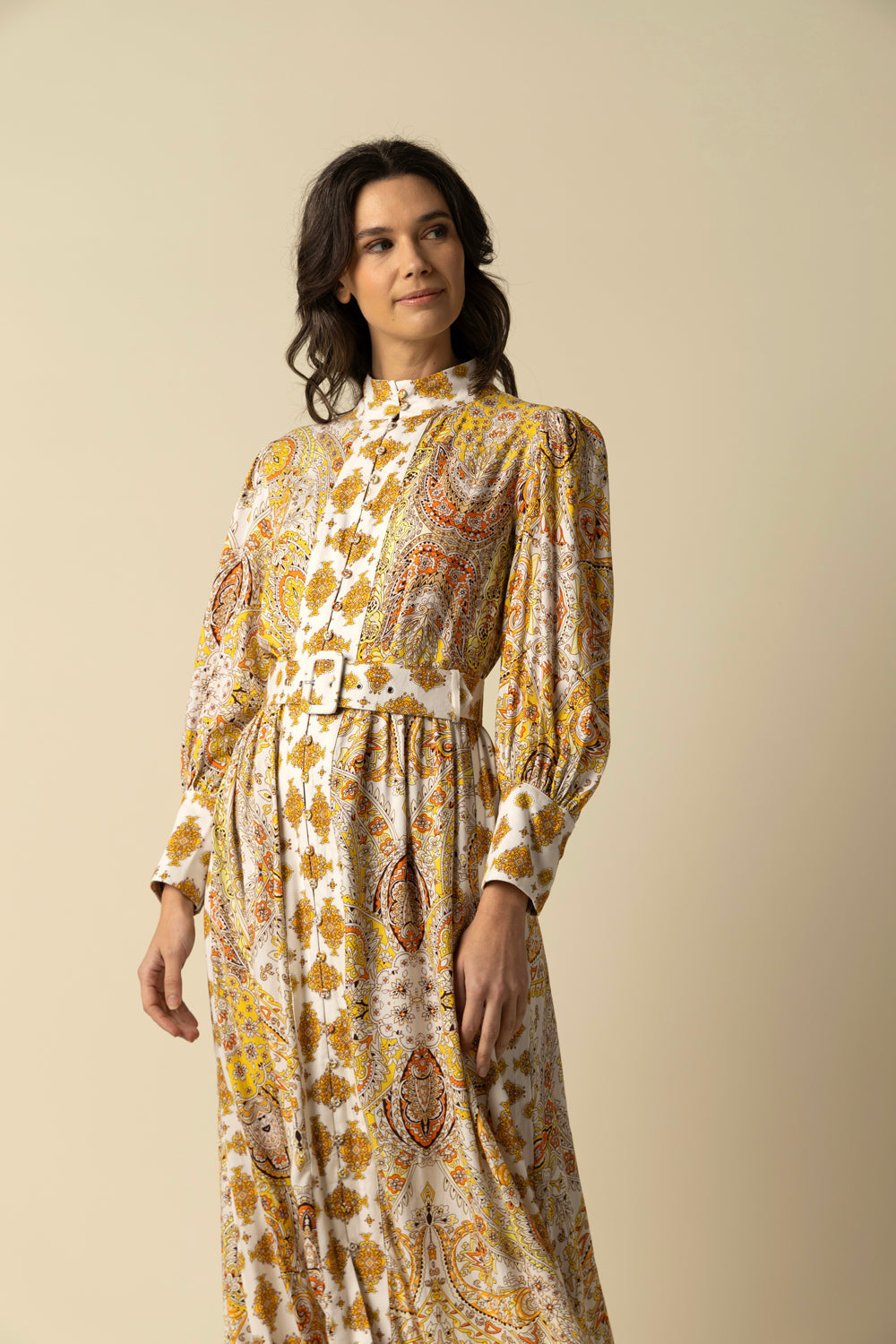 Maya Yellow Cotton Dress - Auraya Fashion 