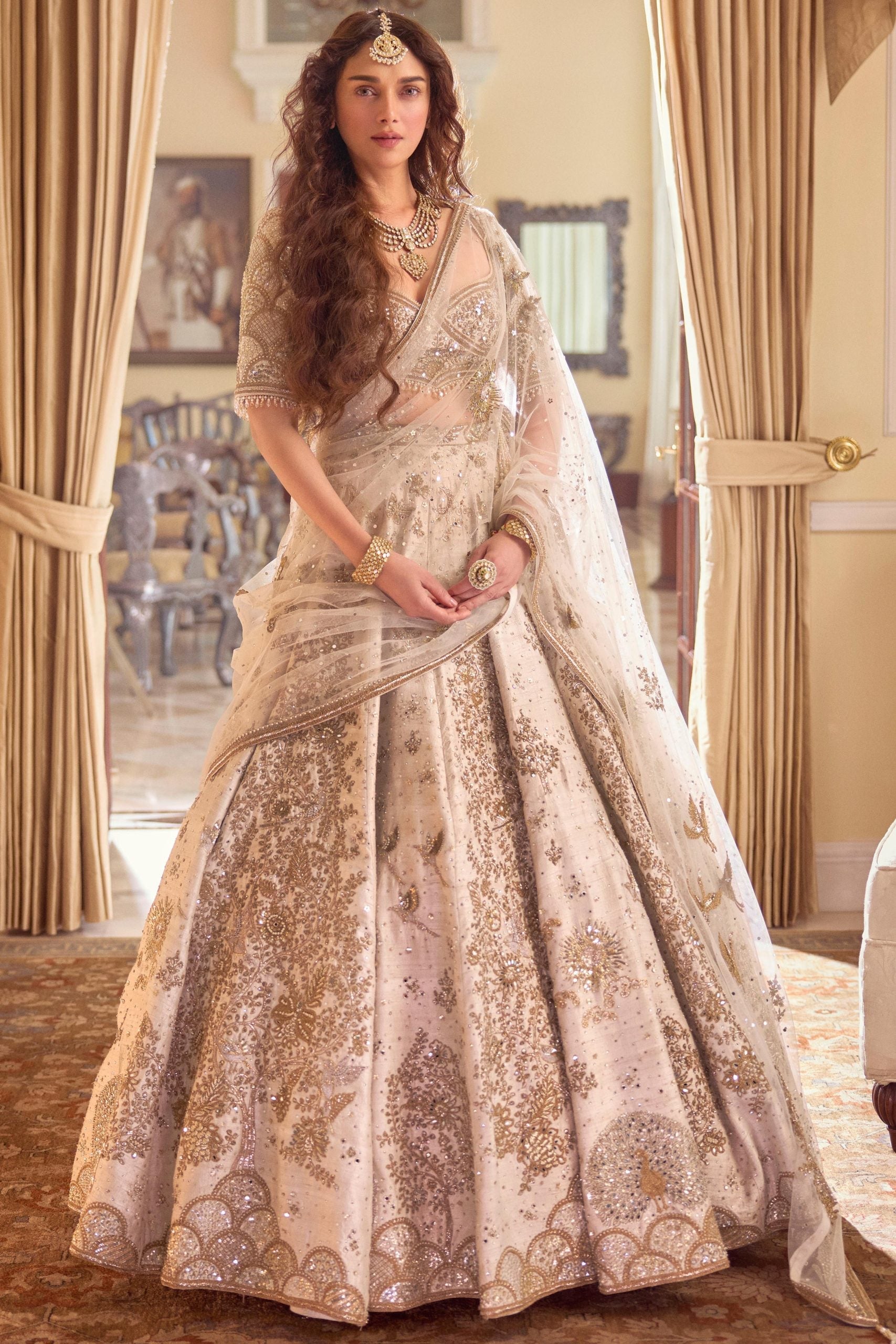 The Aurum Ekru Tree of Life Lehenga