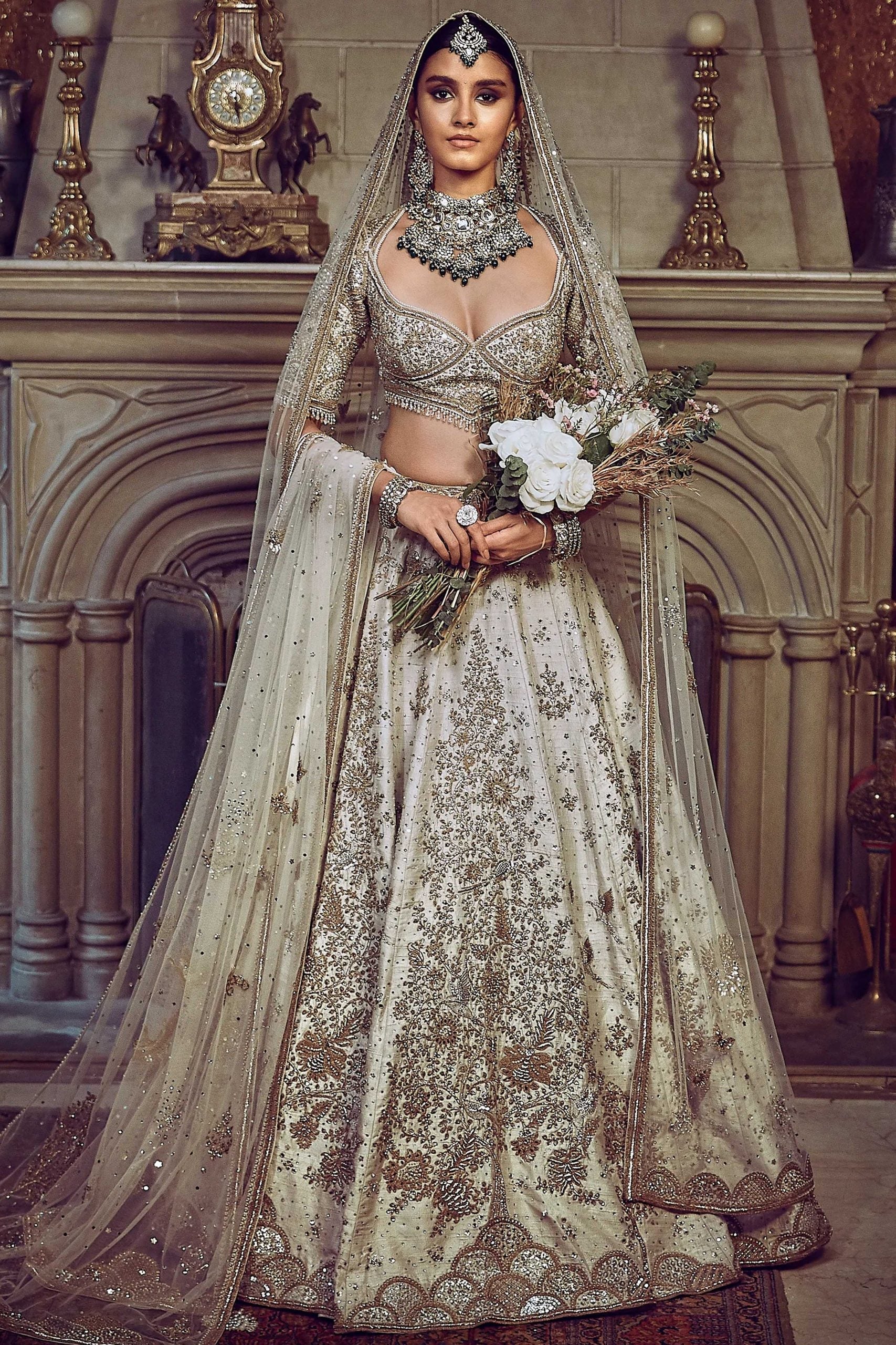 The Aurum Ekru Tree of Life Lehenga