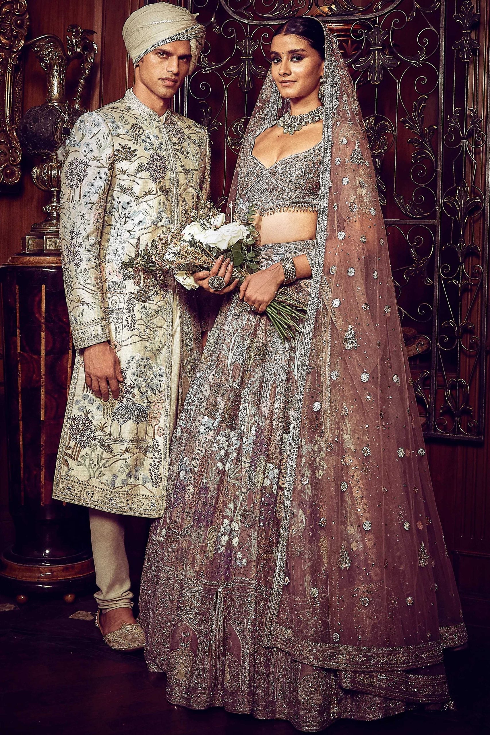 The Palace Of Provence - Aged Lavender Lehenga