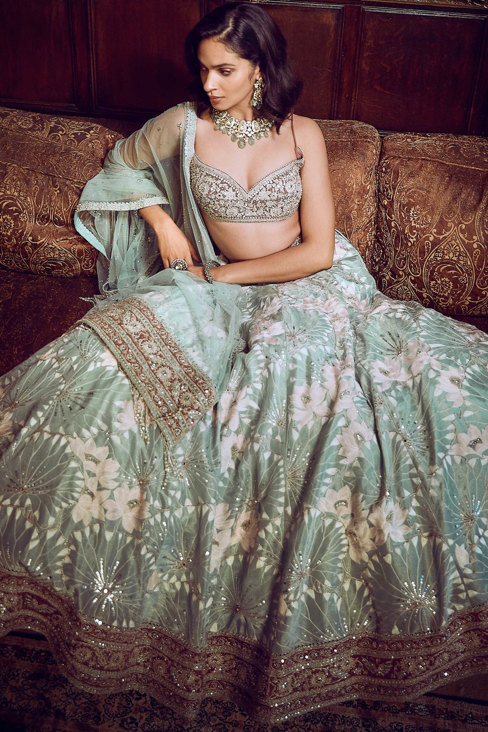 Matsya's Water Lillis Lehenga