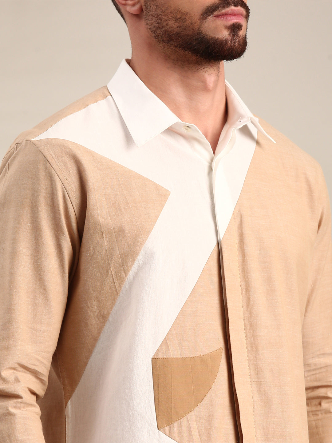 White & Beige Cotton Shirt