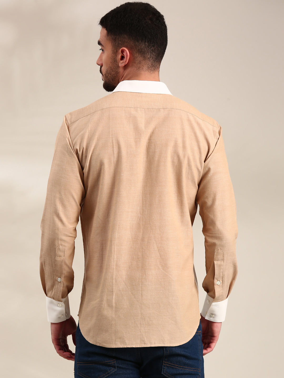 White & Beige Cotton Shirt