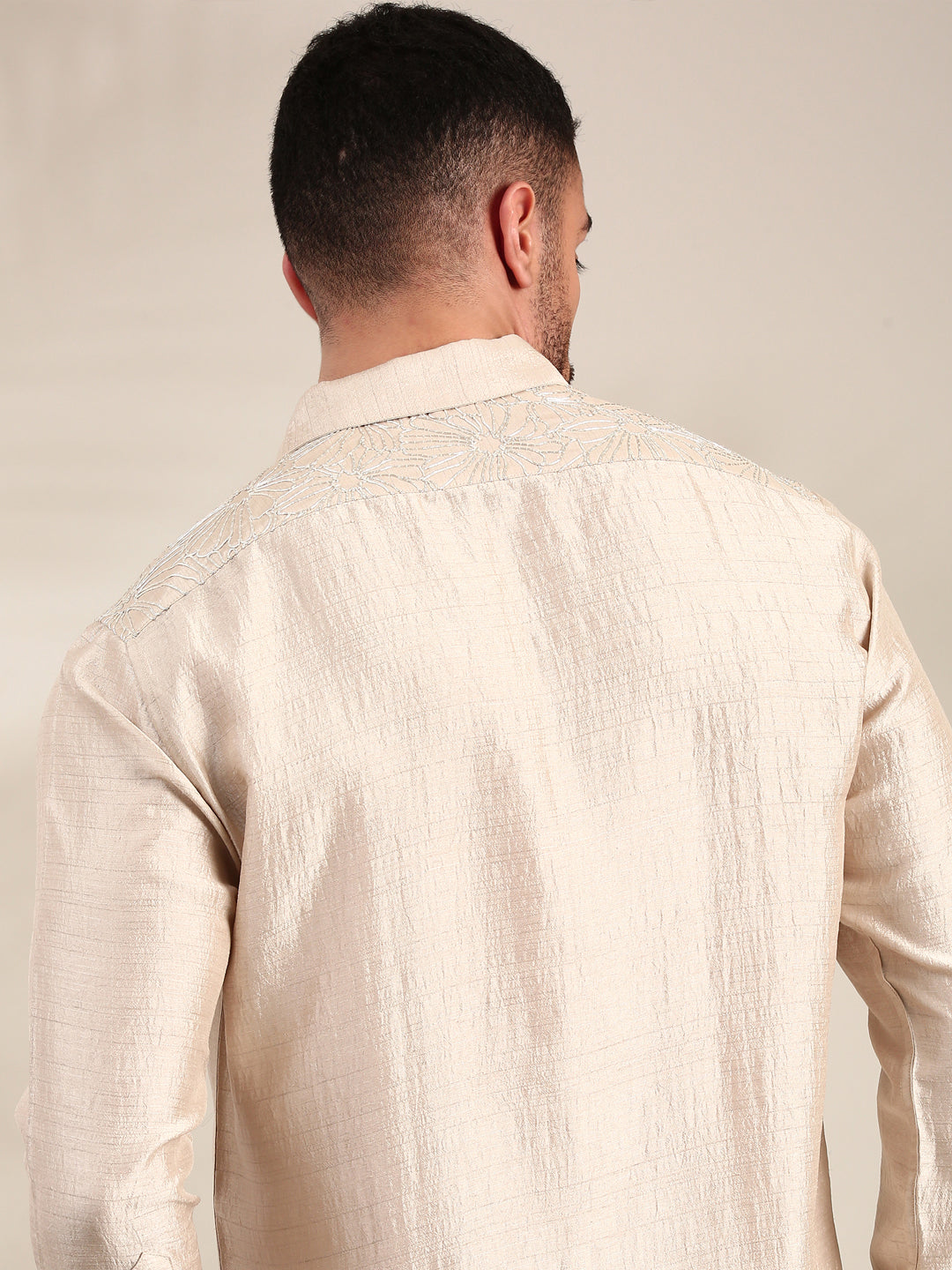 Cream Slub Silk Shirt