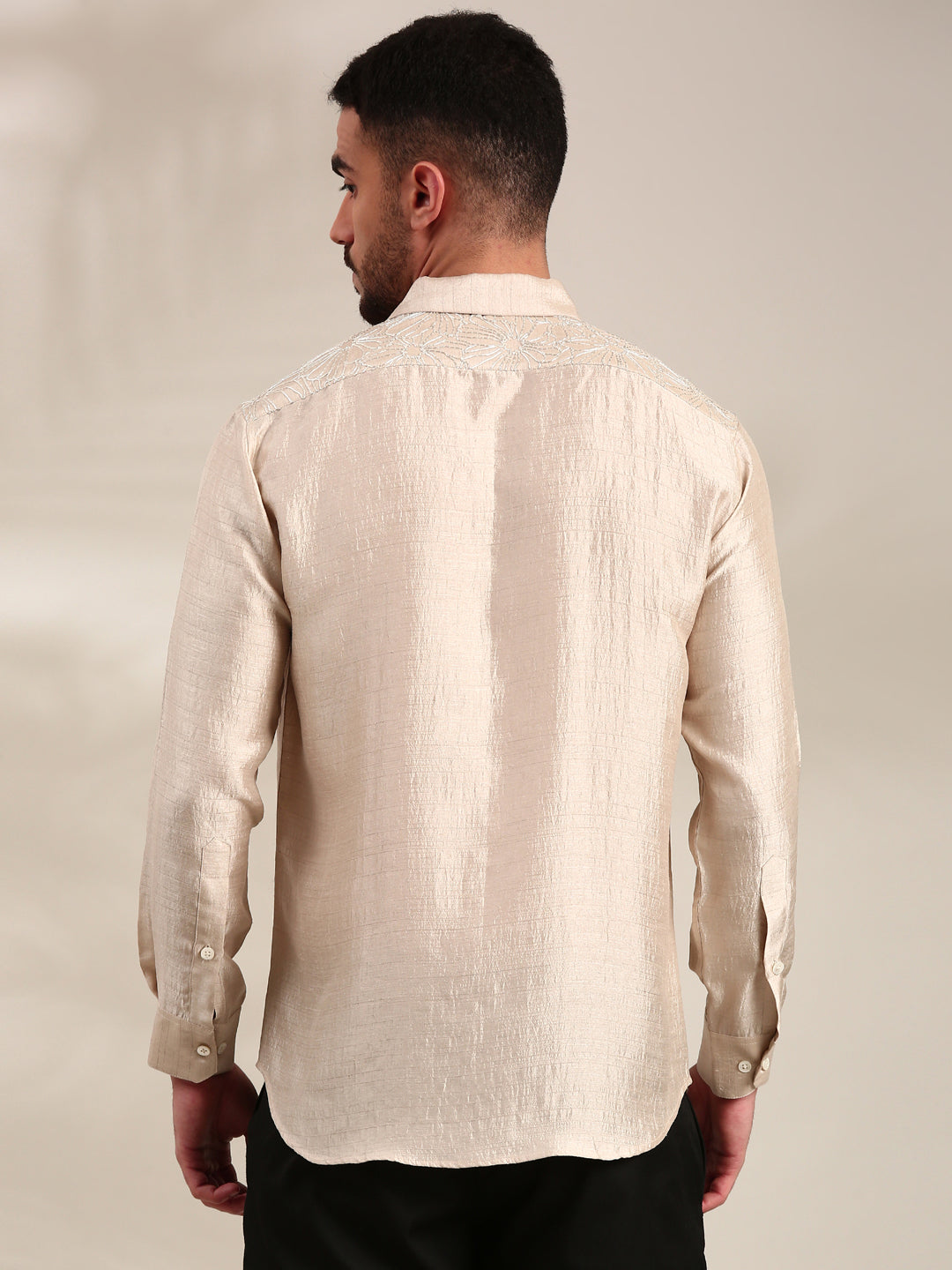 Cream Slub Silk Shirt