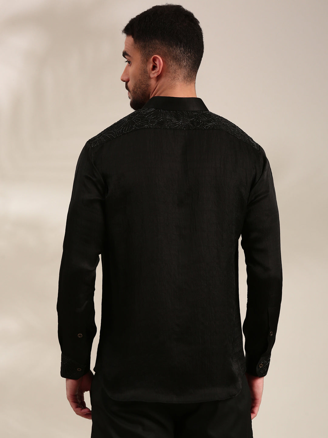 Black Slub Silk Shirt