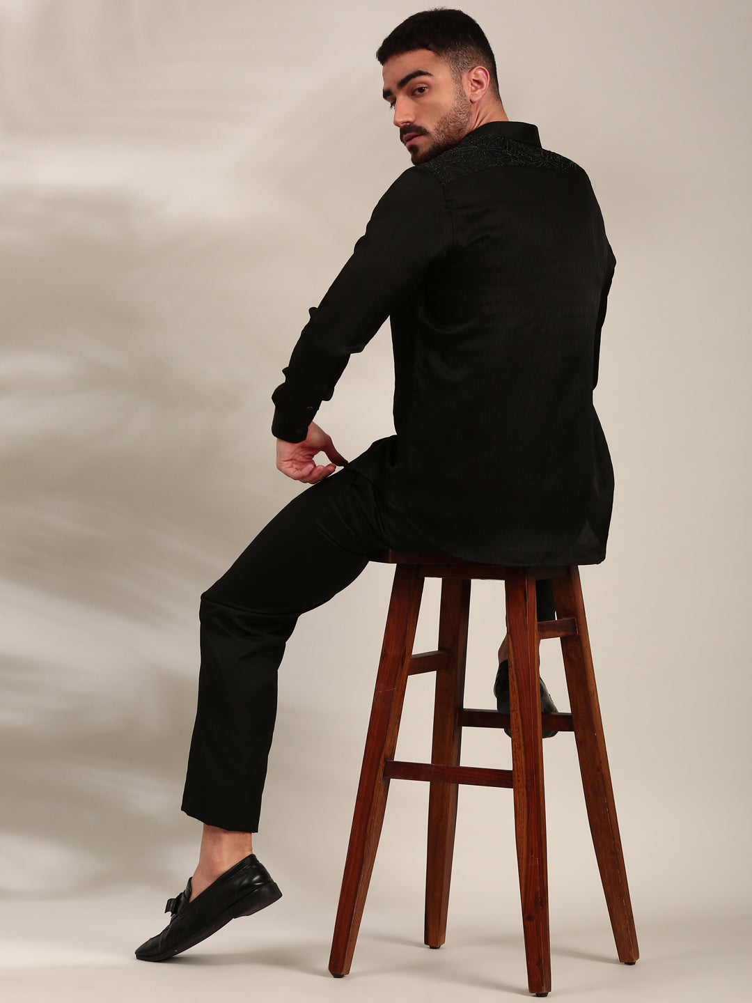 Black Slub Silk Shirt