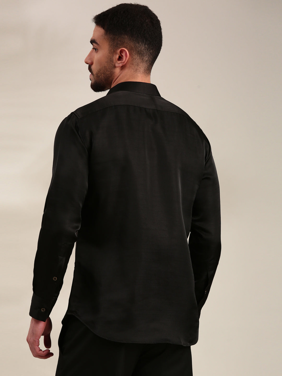 Black Slub Silk Shirt