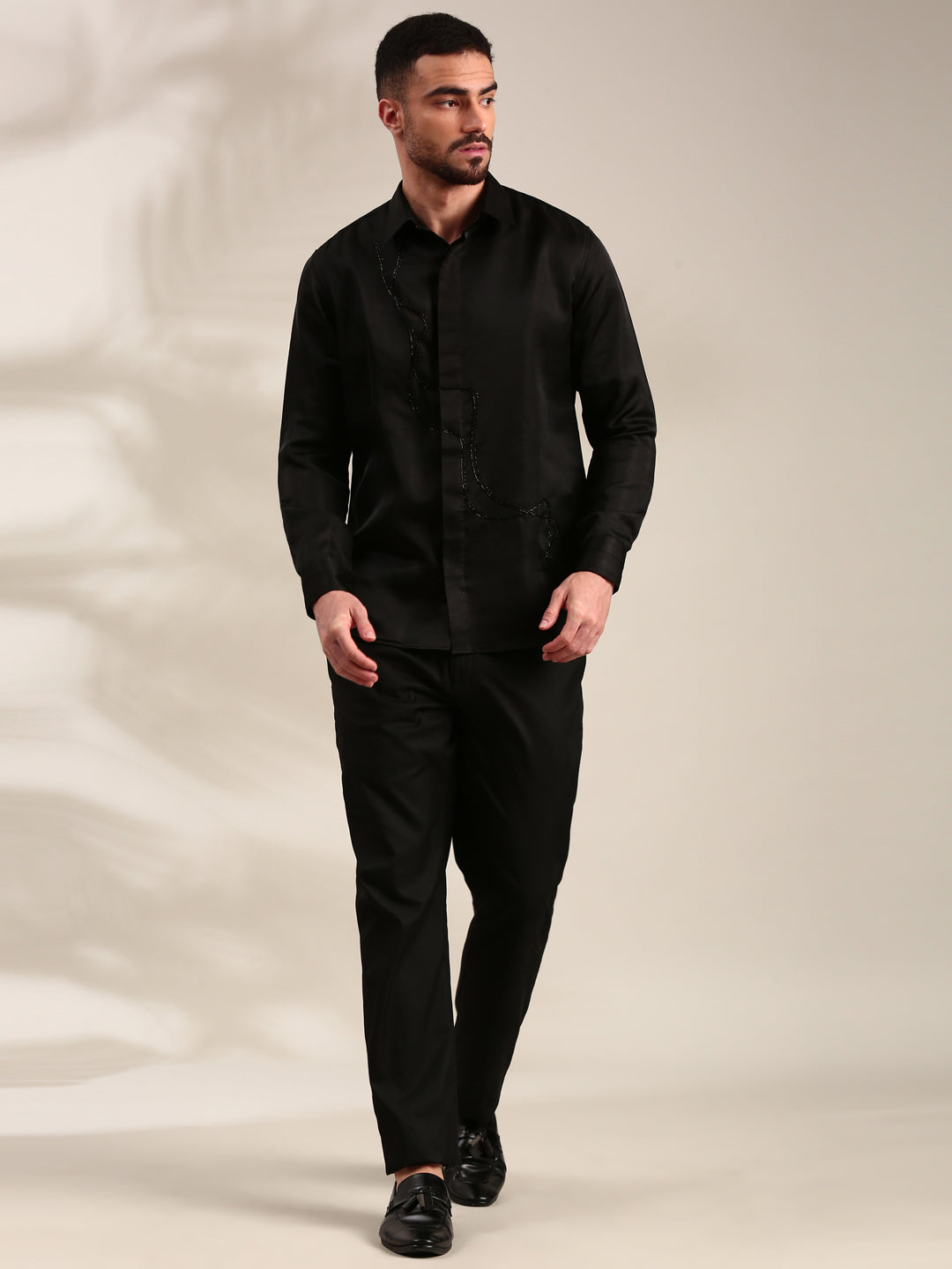 Black Slub Silk Shirt