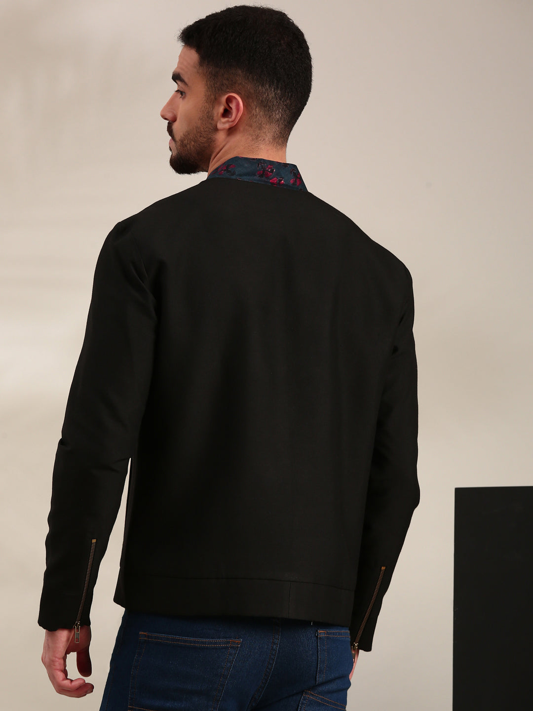 Black & Blue Cotton Bomber Jacket