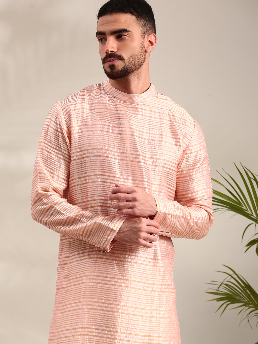 Peach Chanderi Kurta Set