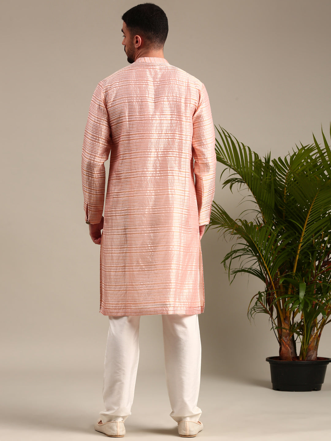 Peach Chanderi Kurta Set