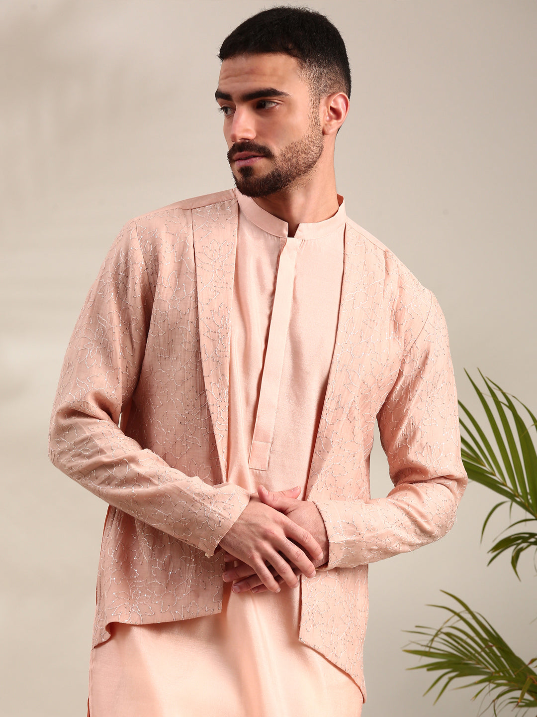 Pink Chanderi Kurta Set