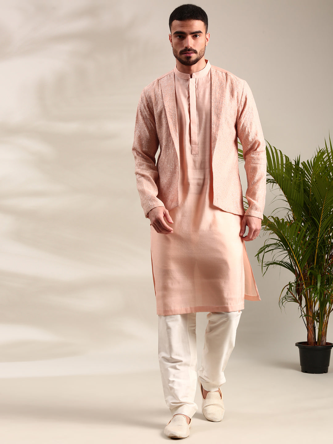 Pink Chanderi Kurta Set