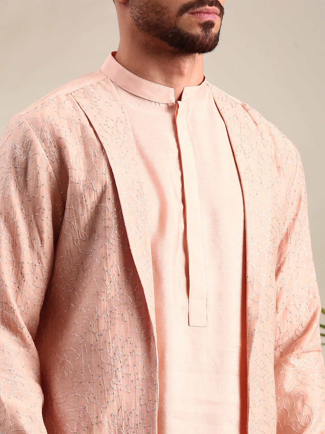 Pink Chanderi Kurta Set