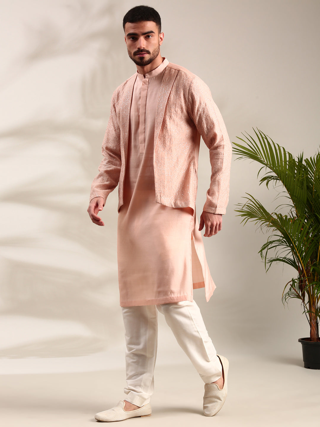 Pink Chanderi Kurta Set