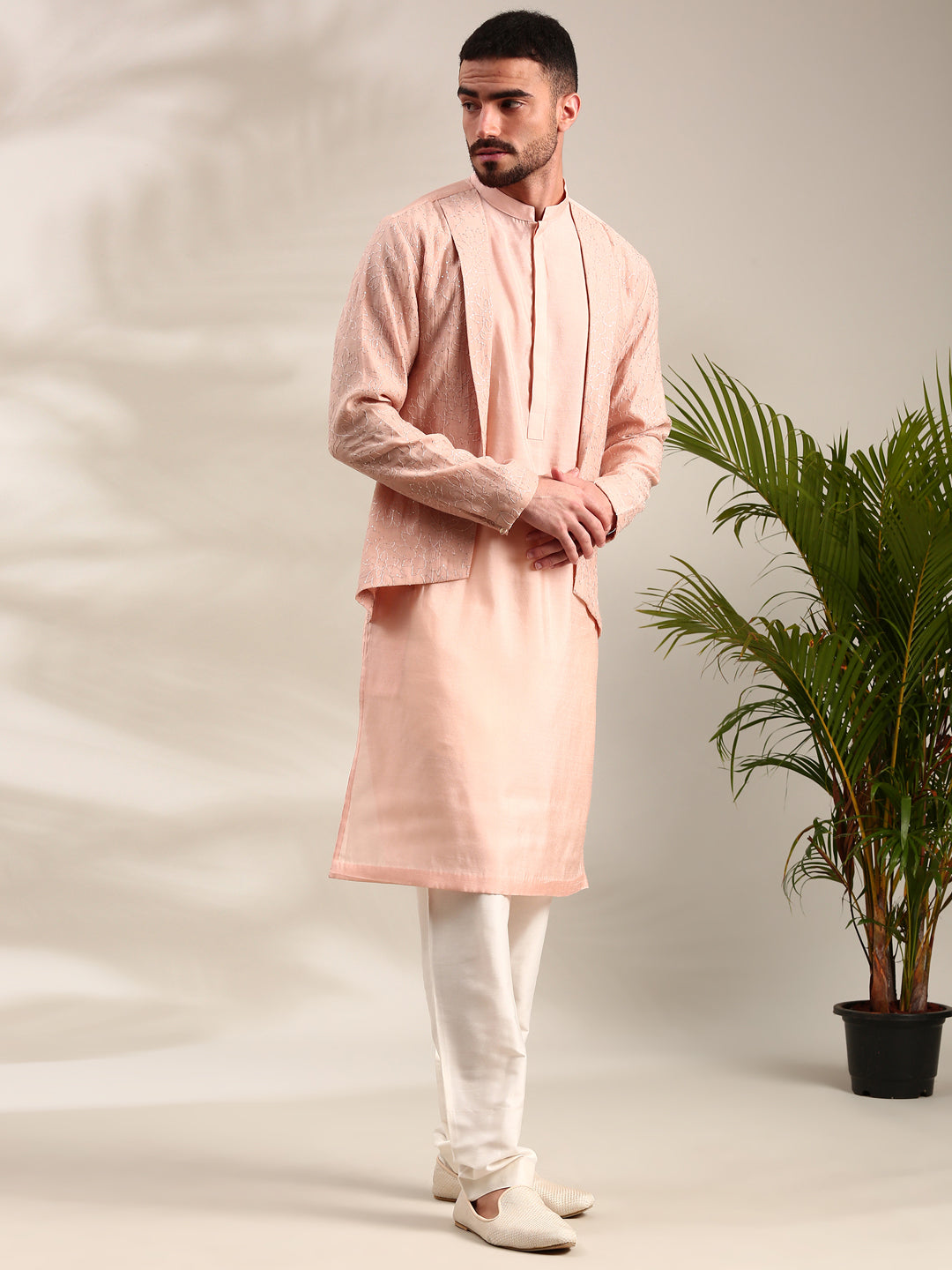 Pink Chanderi Kurta Set