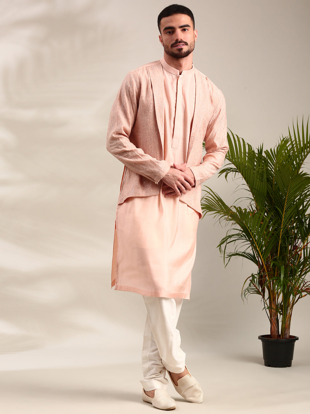 Pink Chanderi Kurta Set