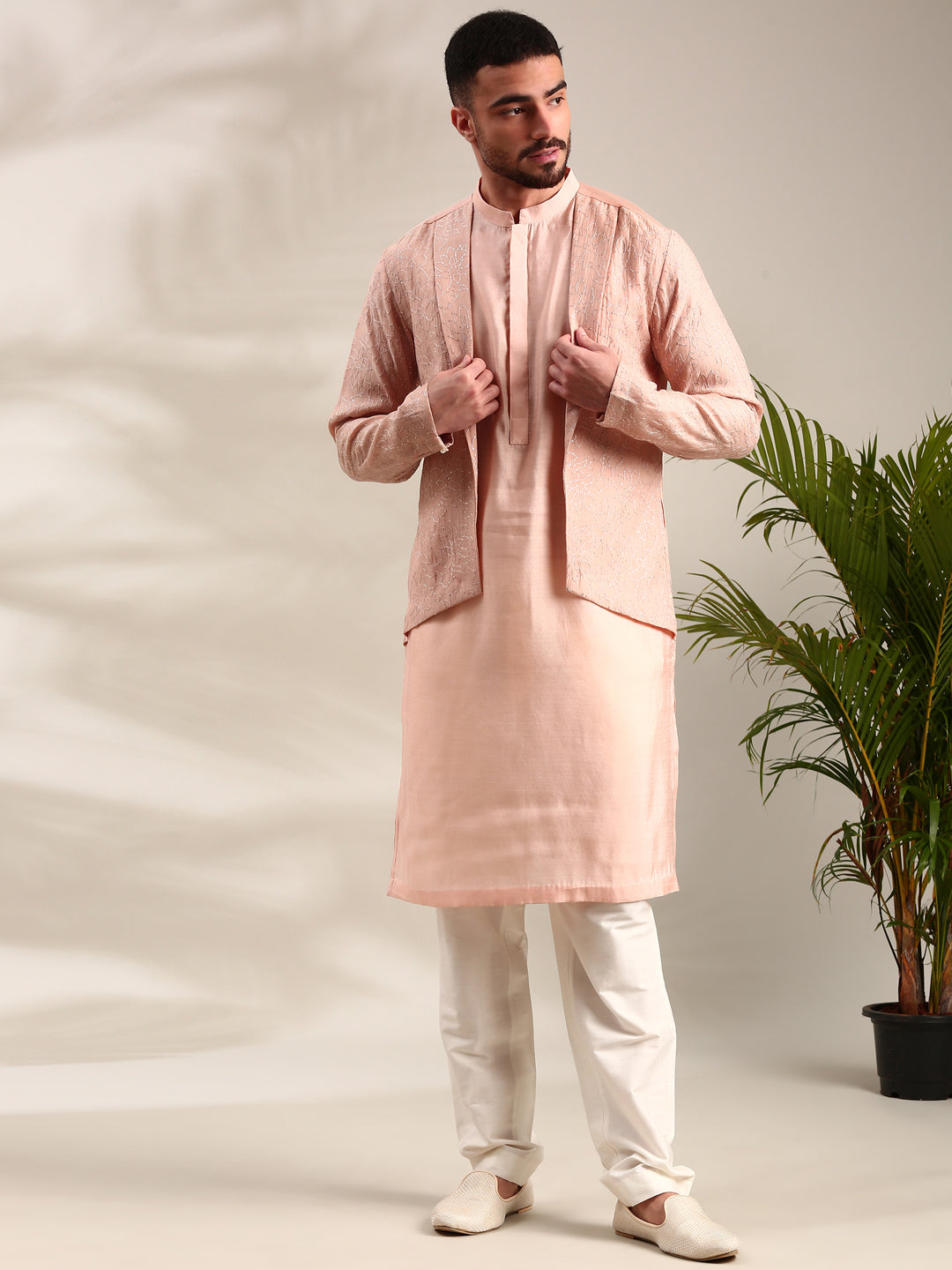 Pink Chanderi Kurta Set