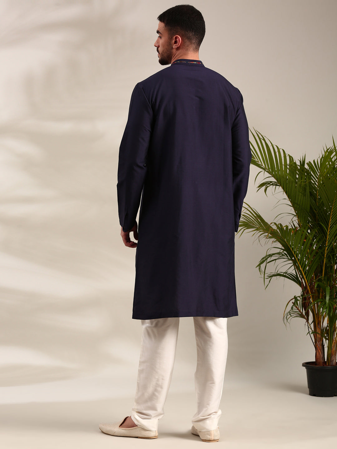 Navy Blue Cotton Silk Kurta Set