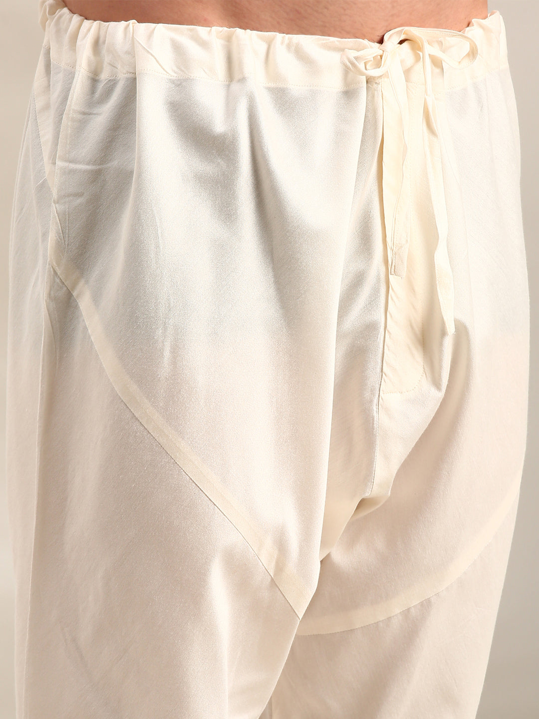 Ivory Slub Silk Embroidered Sherwani Set