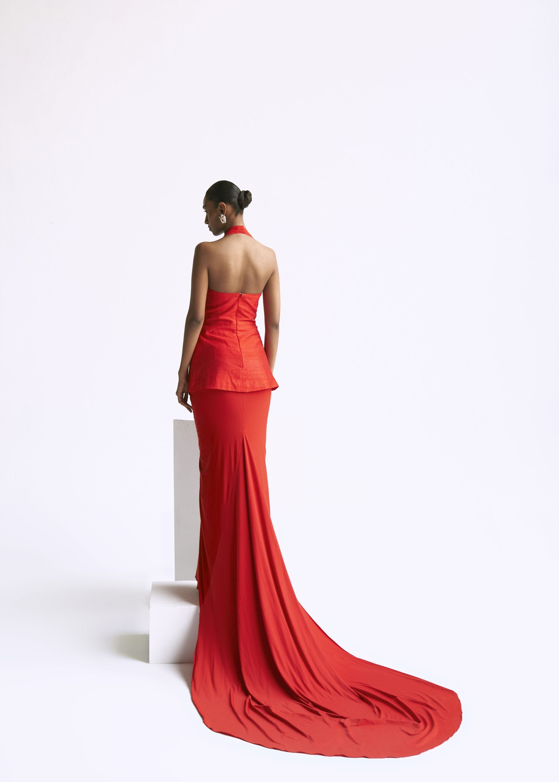 Image of Off Shoulder Gathered Waist Gown