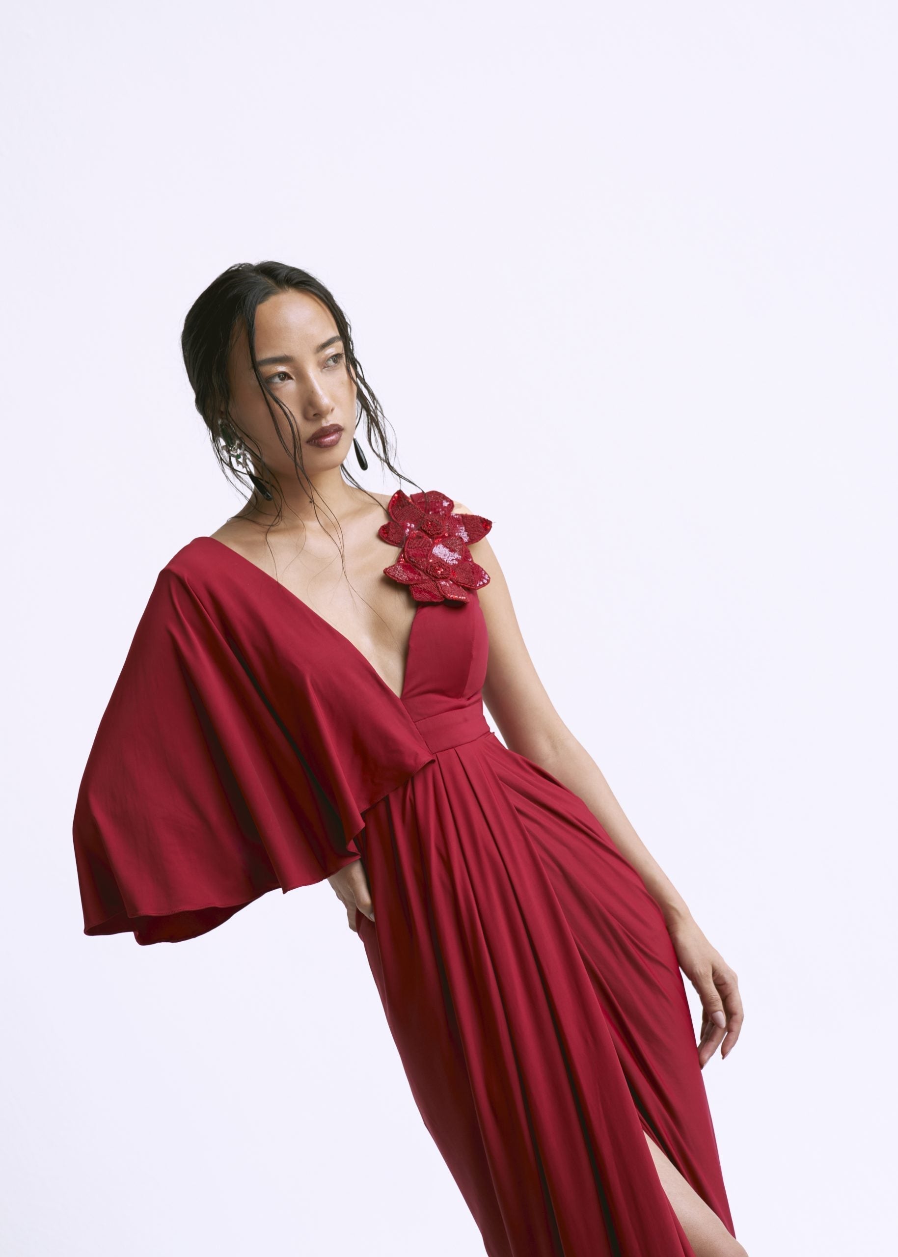 Image of Plunge Overlap Gown