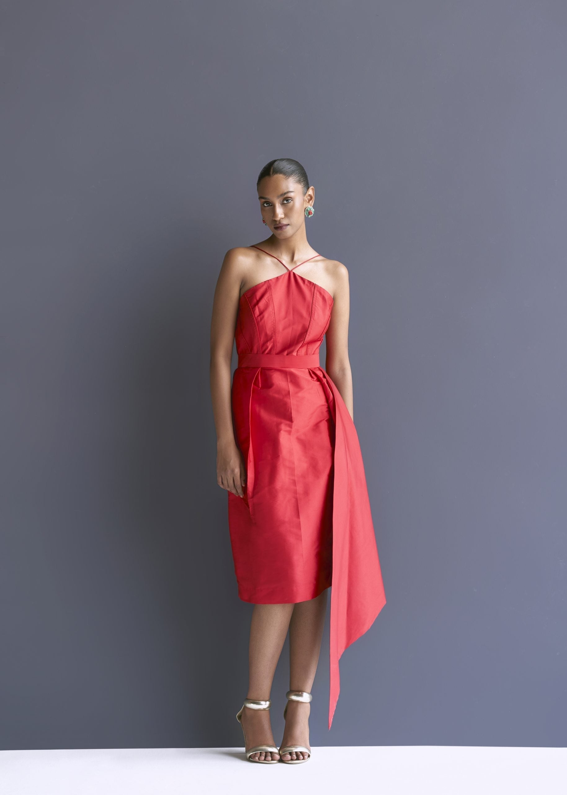 Image of Red Column Dress