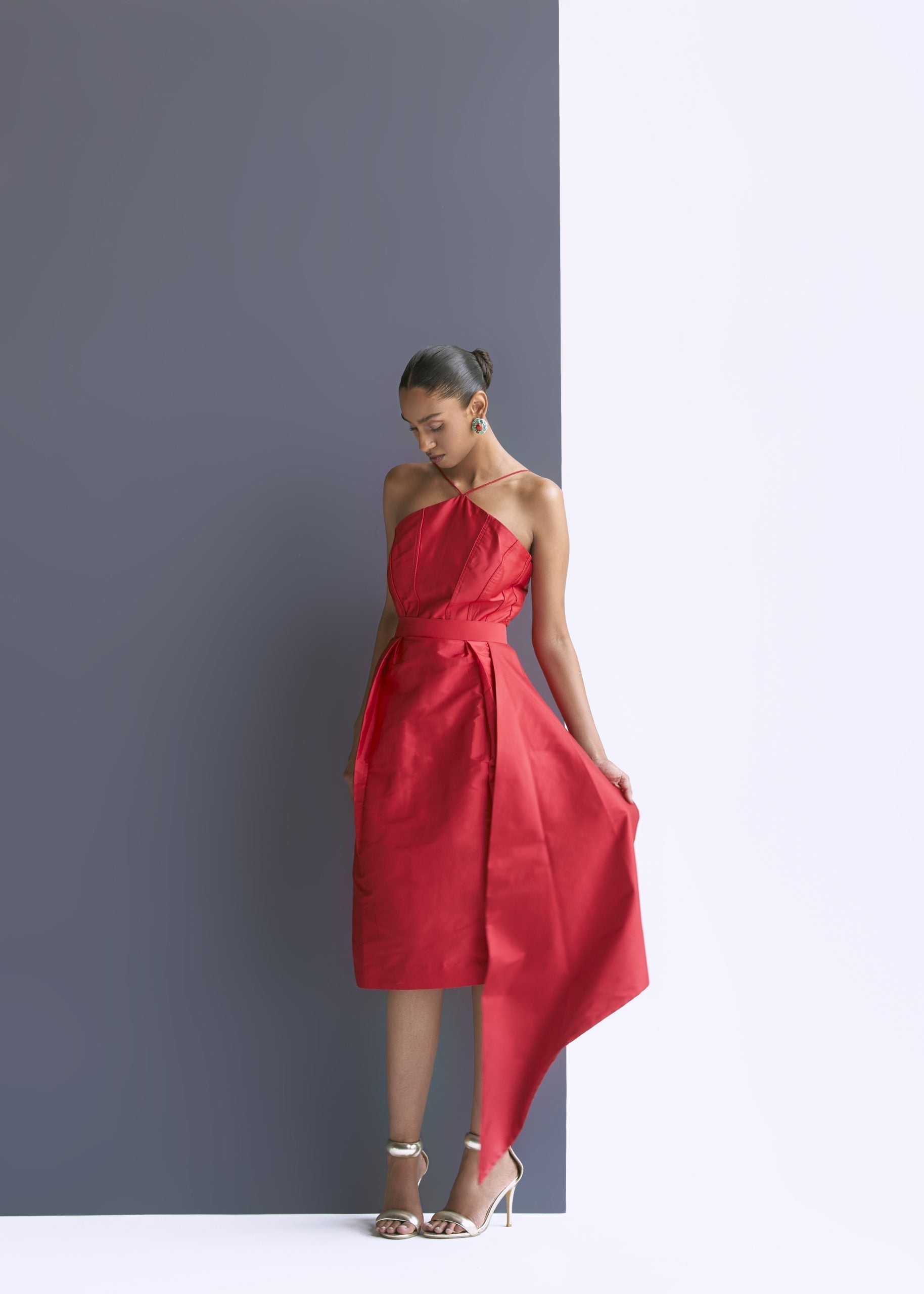 Image of Red Column Dress