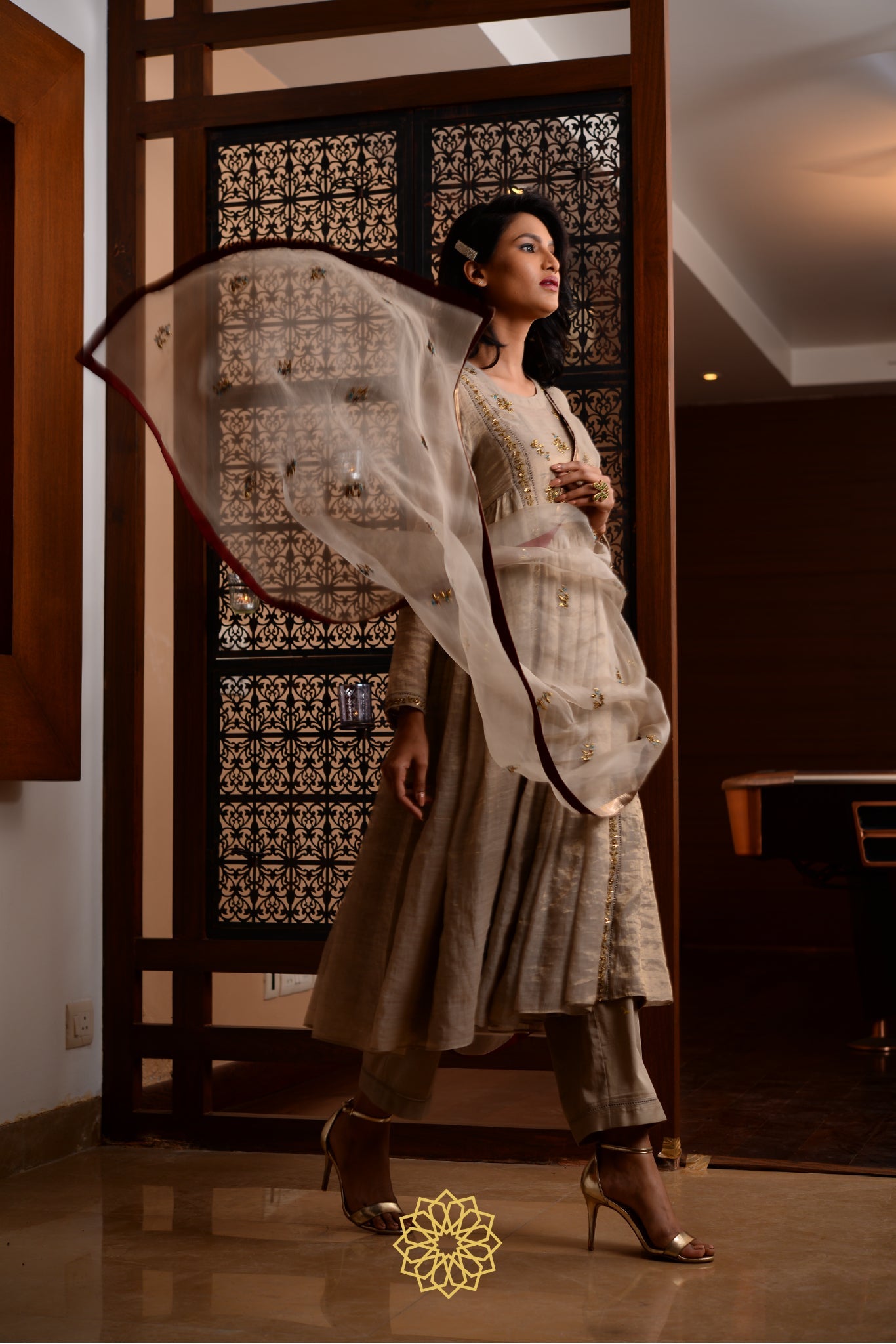 MOON TISSUE CHANDERI KURTA SET