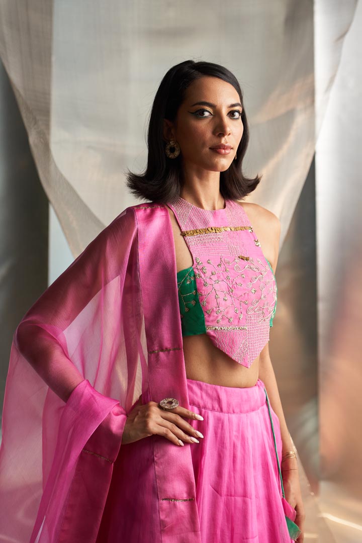 Image of Mis'r Embroidered Organza Lehenga Set