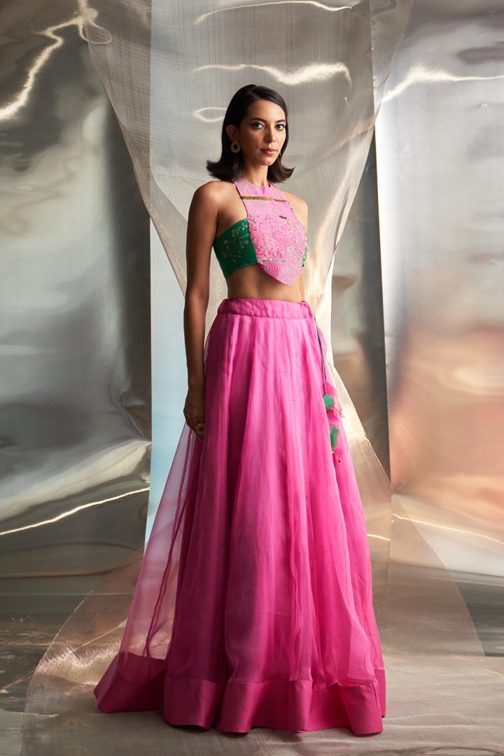 Image of Mis'r Embroidered Organza Lehenga Set