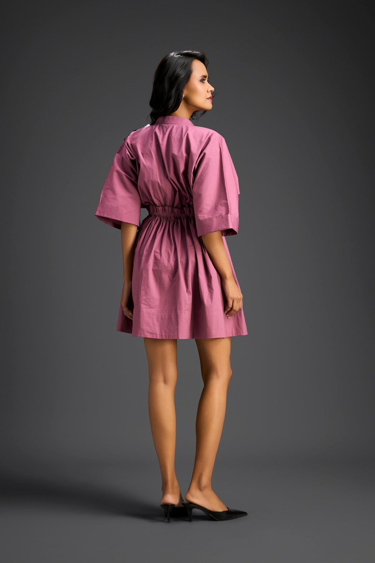Pink Floral Shoulder Shift Dress