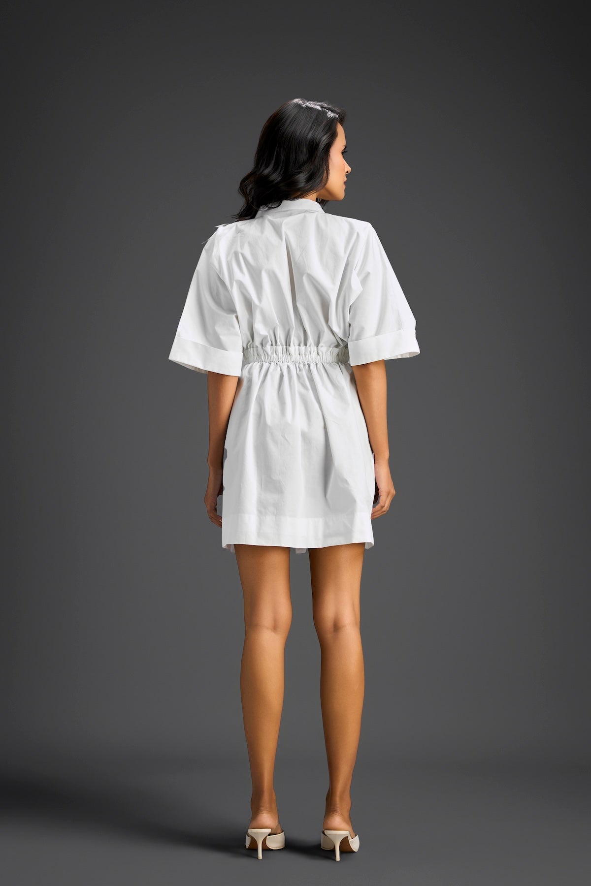 White Floral Shoulder Shift Dress