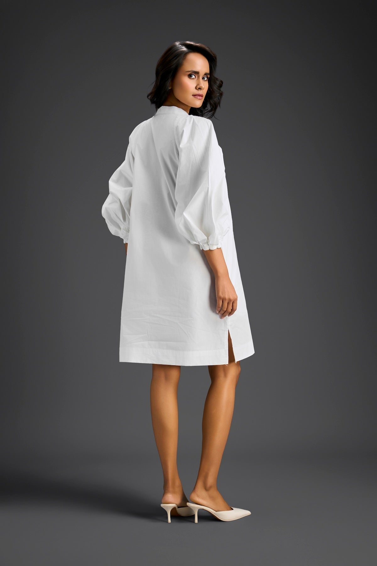White Metallic Floral Embroidered Dress