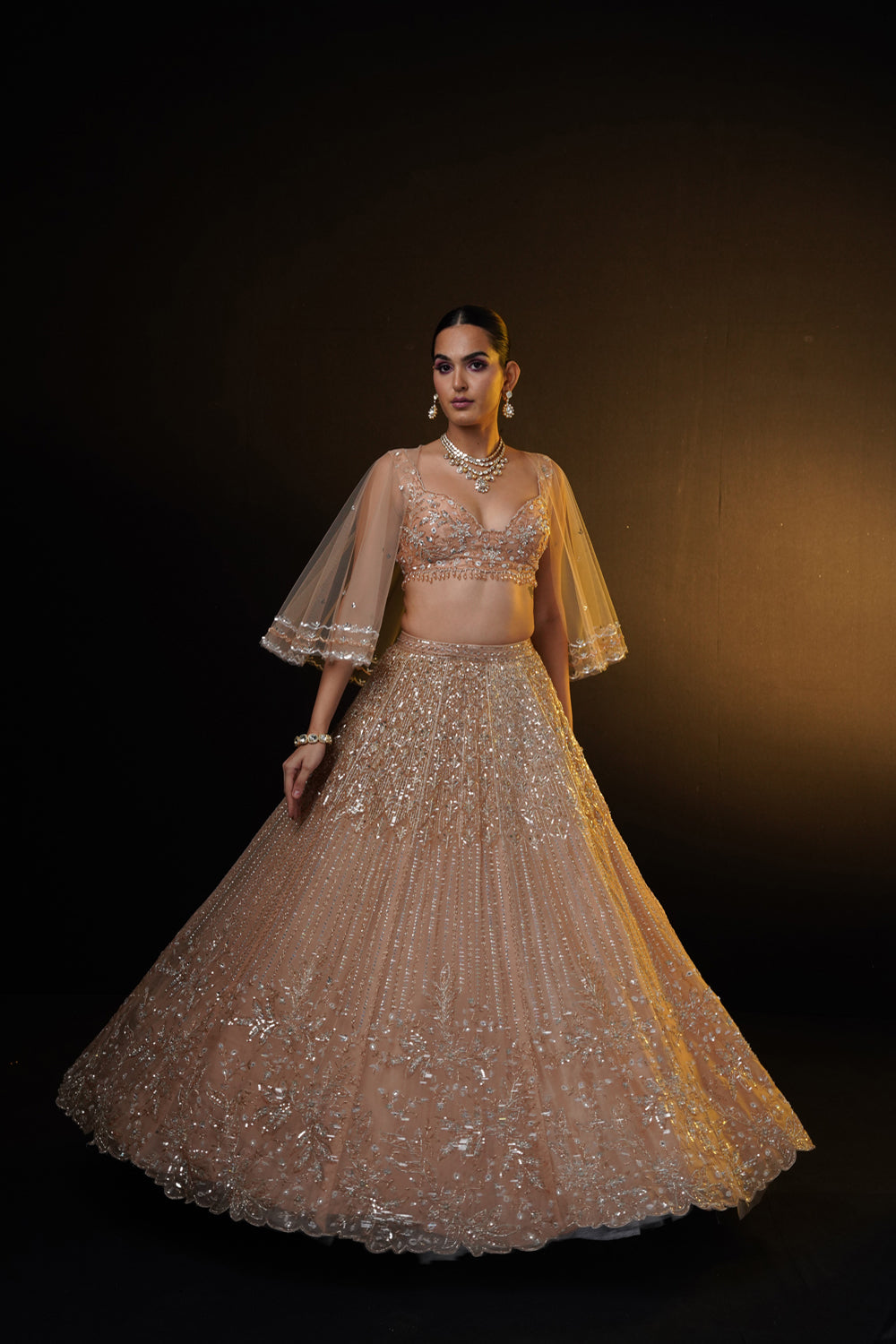 "Yeti Bronx Lehenga Set With Cape