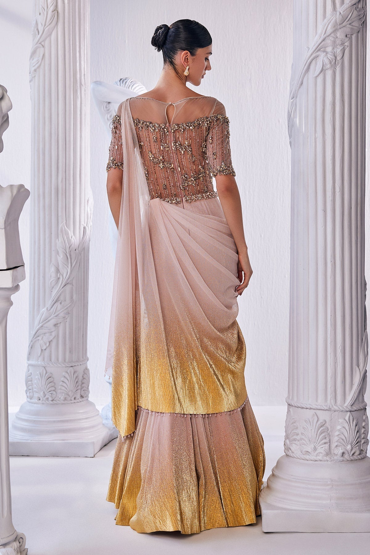 Draped Gown In Luxurious Shimmer Lycra