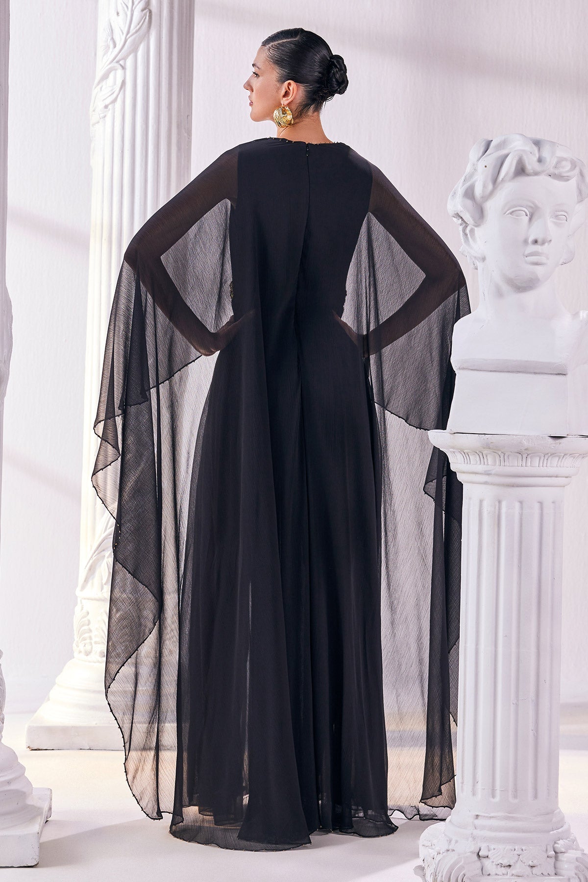 Black Chiffon Kaftan Dress