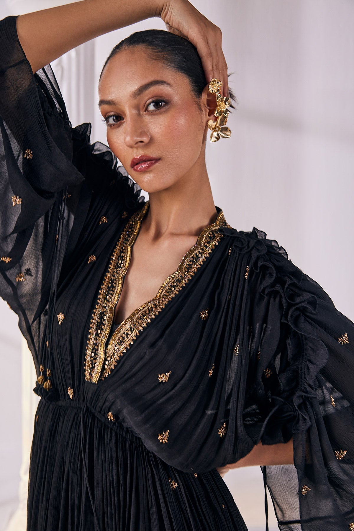 Black Chiffon Kaftan Dress