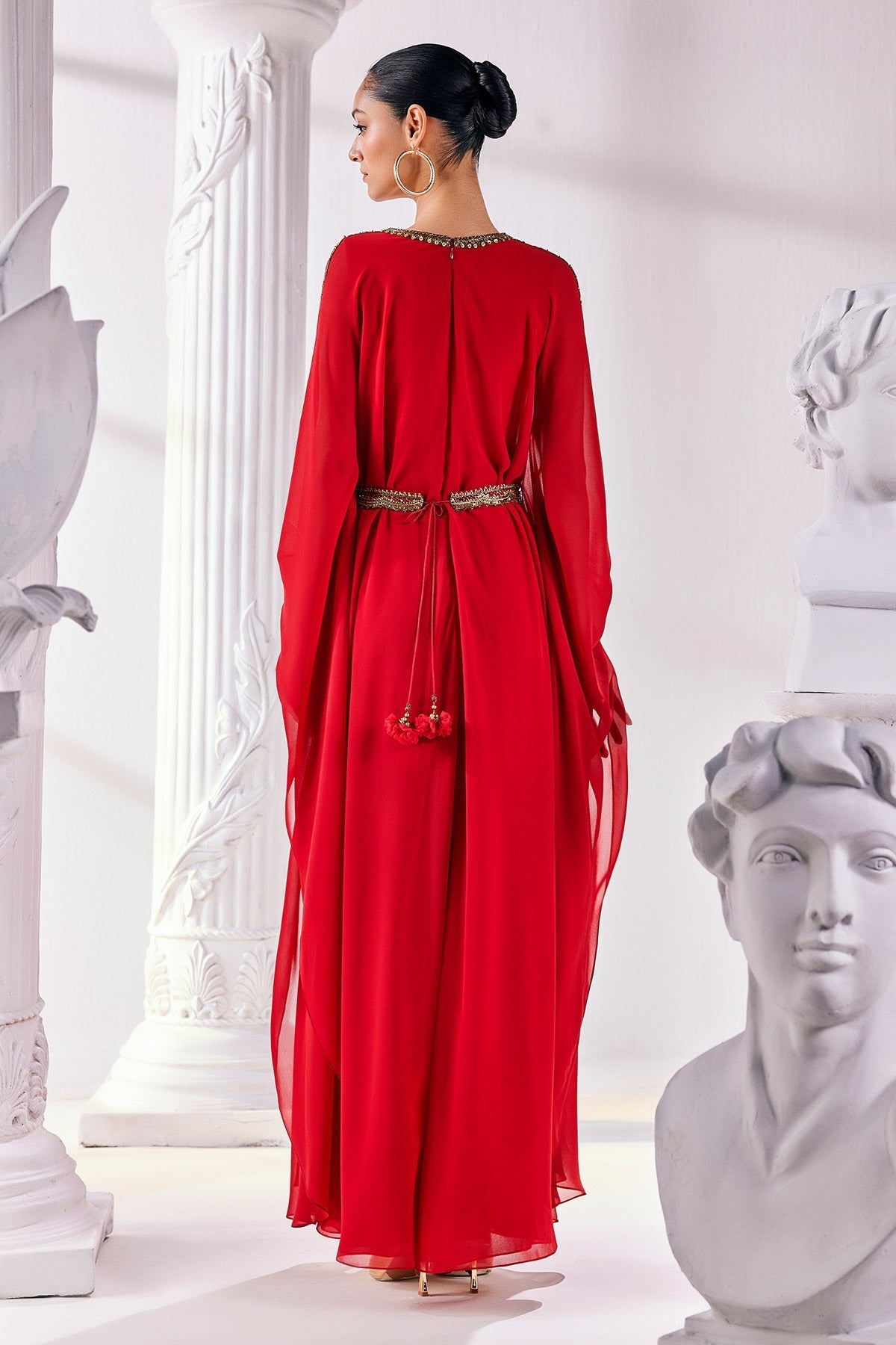 Embroidered Royal Georgette Long Kaftan