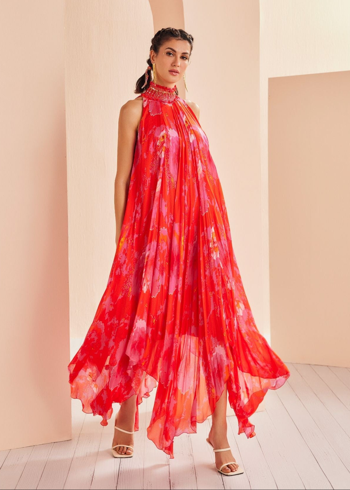 Printed Chiffon High-low Dress