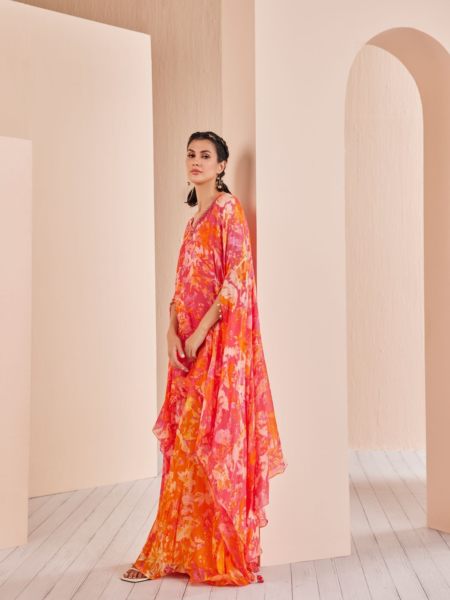Pink Chiffon Sharara Set