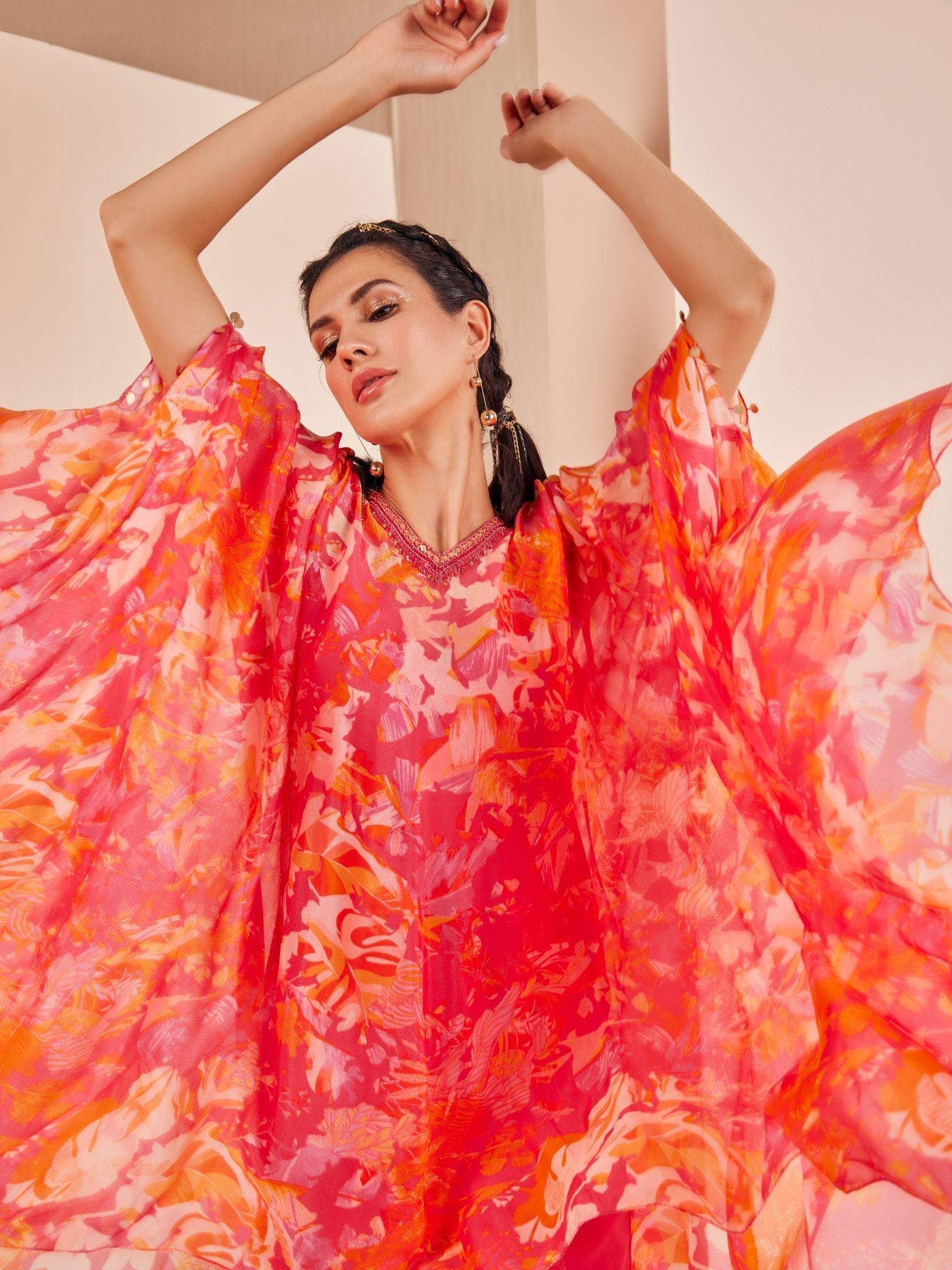 Pink Chiffon Sharara Set