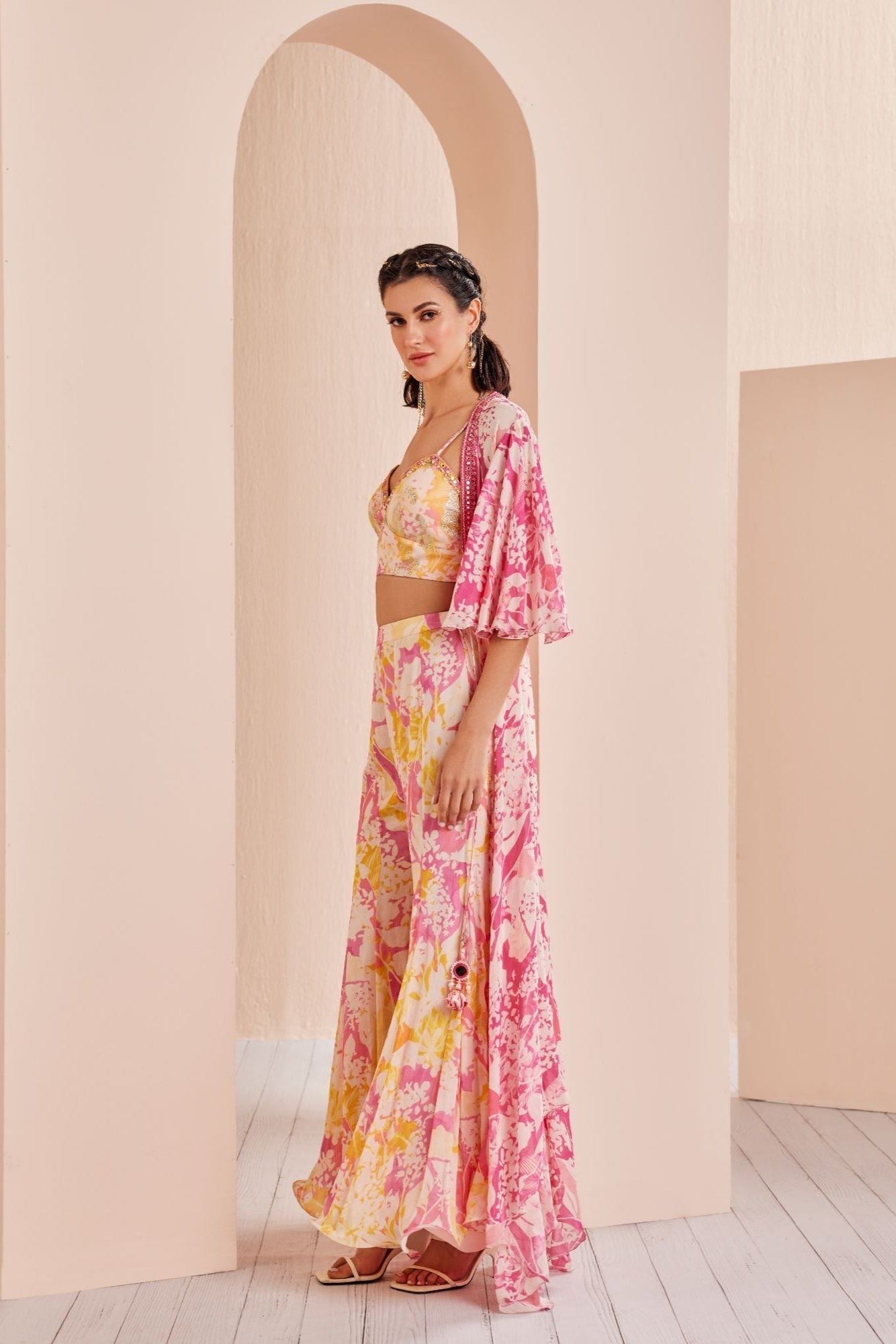 Pink Sweet Pea Printed Sharara Set