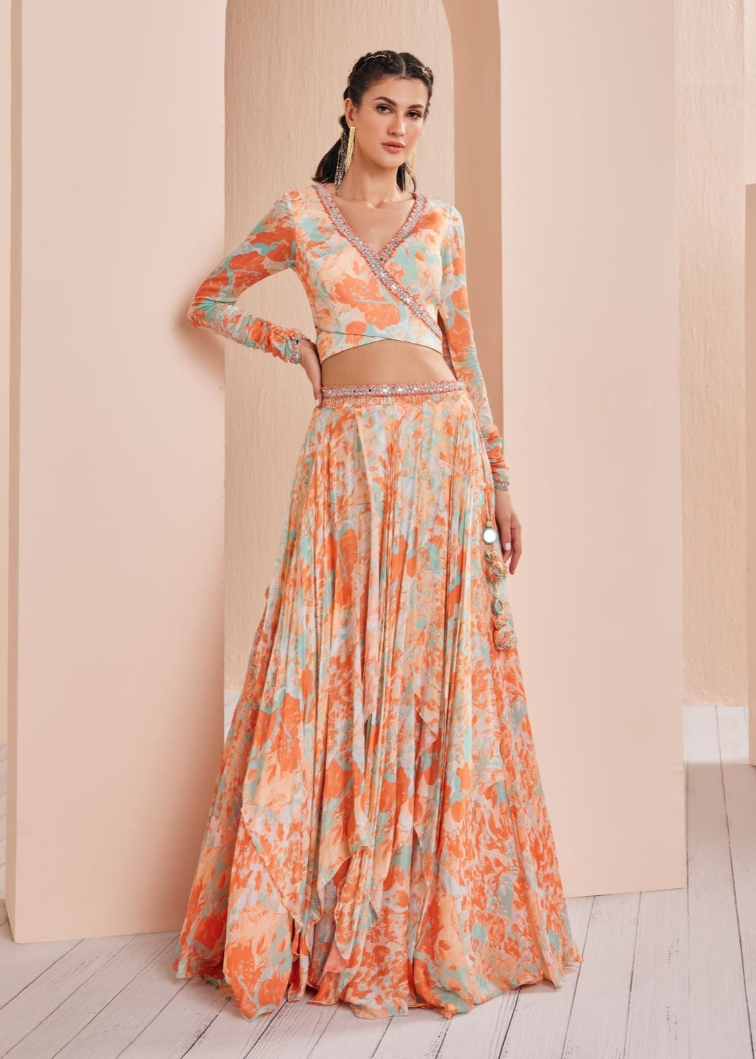 Chiffon Printed Lehenga Set