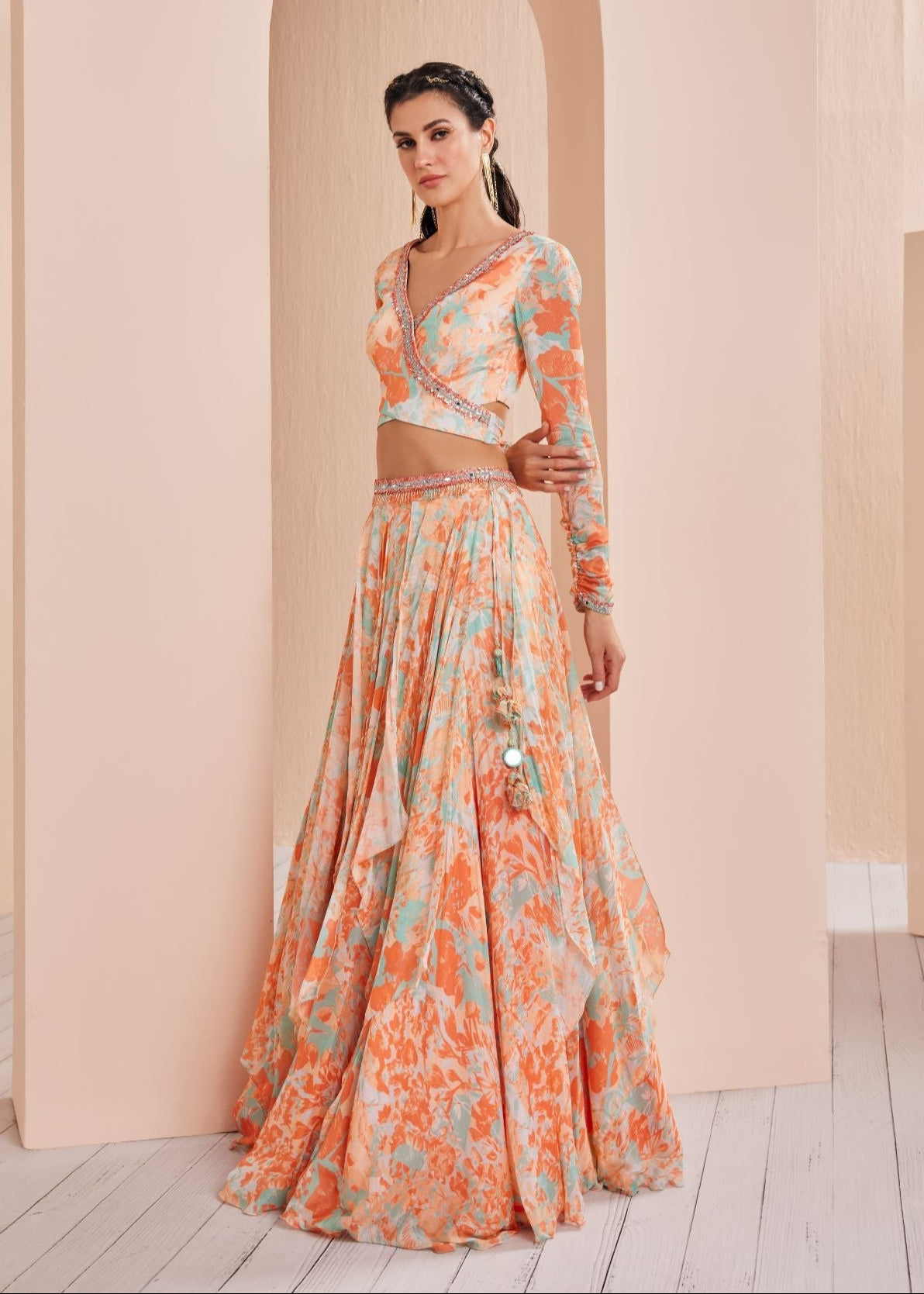 Chiffon Printed Lehenga Set