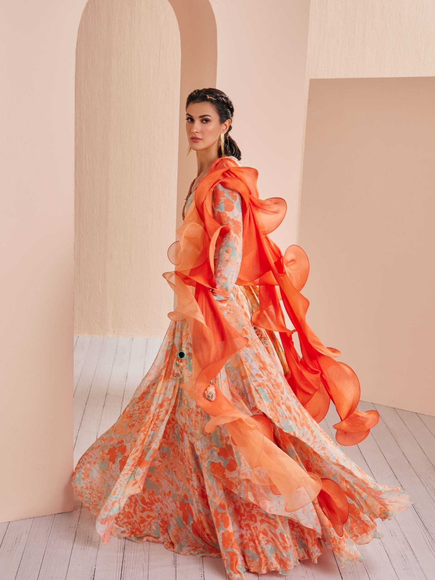 Chiffon Printed Lehenga Set