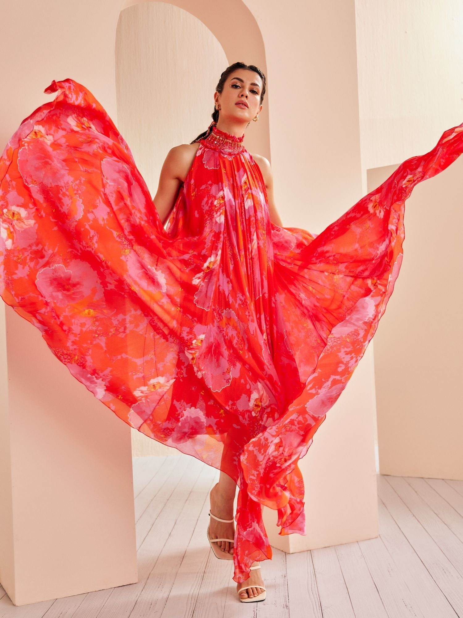 Printed Chiffon High-low Dress